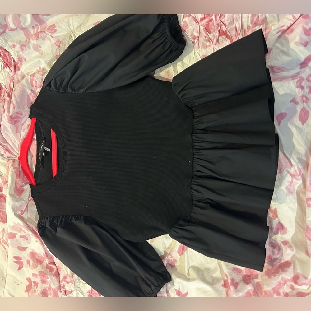 English factory MIXED MEDIA PUFF SLEEVE TOP Size Xs